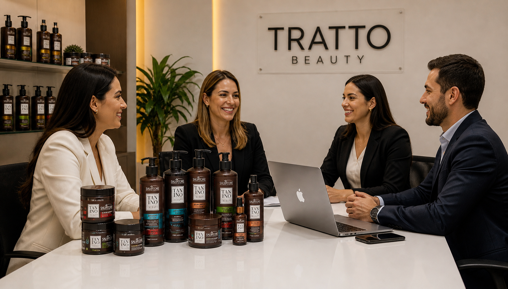 Tratto Beauty partnership meeting with professional products